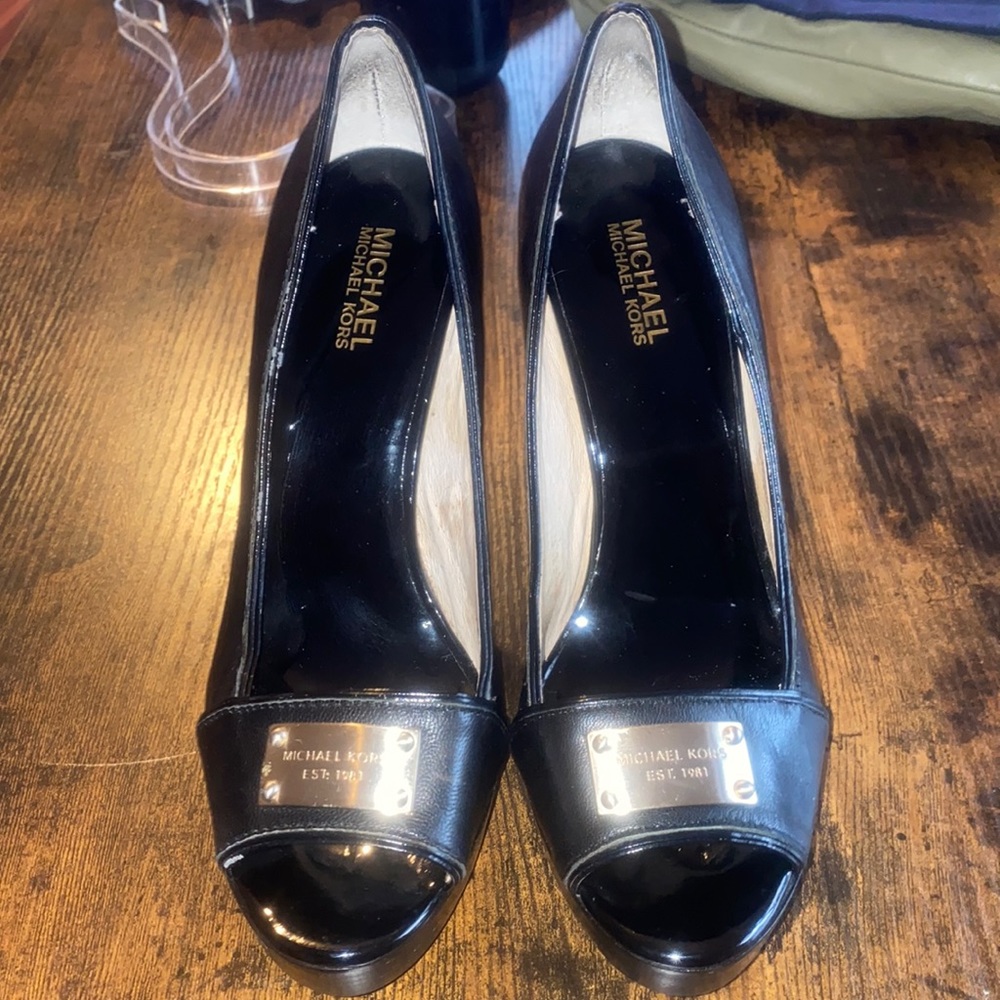 Michael Kors Black Platform Peep-Toe Shoes